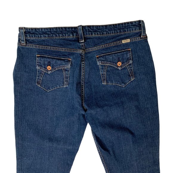 Levis Strauss Stretch Womens Jeans Misses Size 16 Blue Flap Pocket Boot Cut - Picture 4 of 16